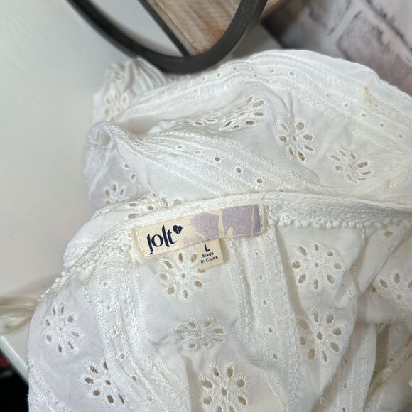 NWT Jolt Ivory Lantern Sleeve Blouse Crop Top Shirt Size Large - Picture 6 of 6